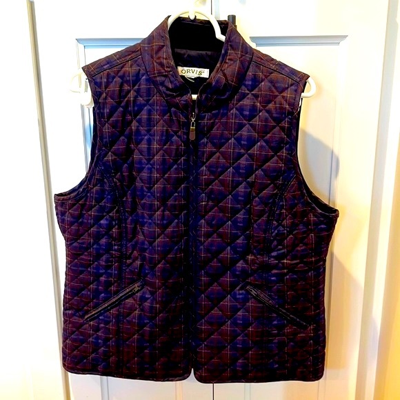Orvis Plaid Quilted Zip Front Vest 40.5” Large - Picture 1 of 7